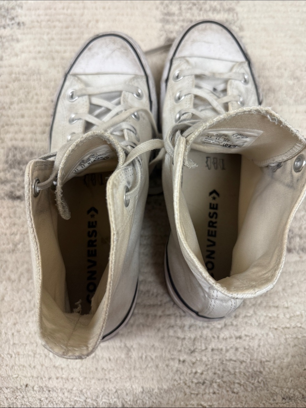 Converse White High-Top Canvas Sneakers with Black Trim - Picture 6 of 8